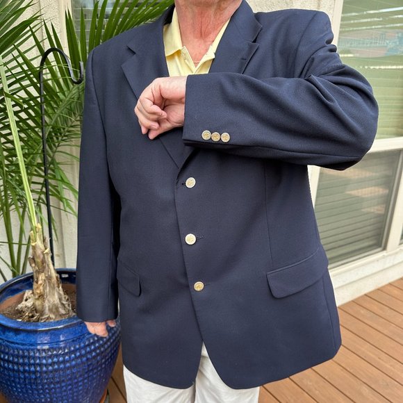 HONORSFIELD Classic Blue Wool Blazer - 48R